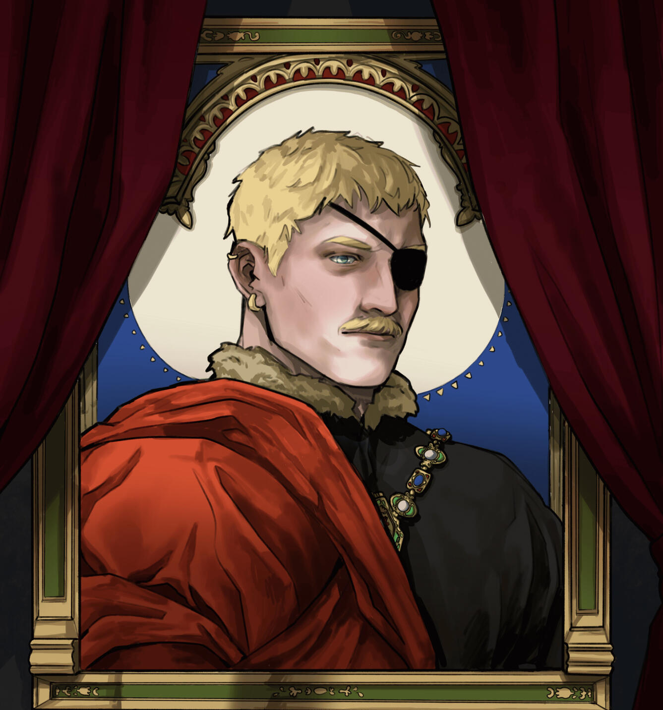 Drawing made for a challenge but turned good, so I decided to add a golden frame. This art is also inspired from medieval gothic art and reinassance portraits.